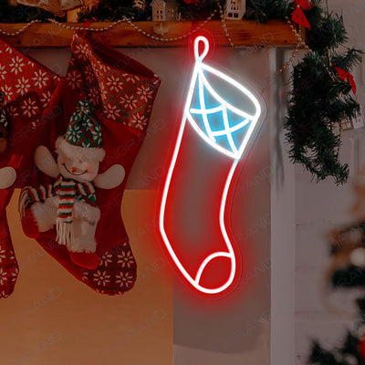 Neon Christmas Sign Christmas Socks Neon Sign Led Light light blue