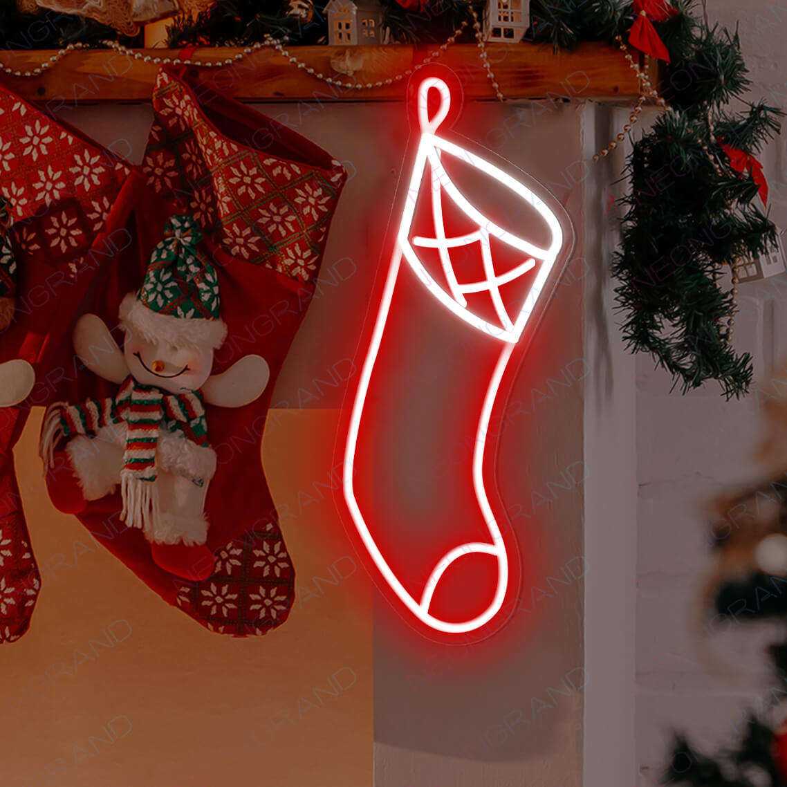 Neon Christmas Sign Christmas Socks Neon Sign Led Light red