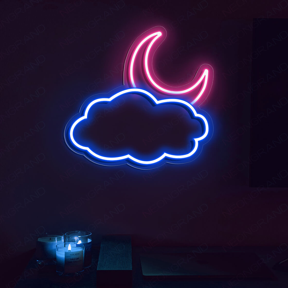 Neon Cloud Moon Neon Sign Led Light m3