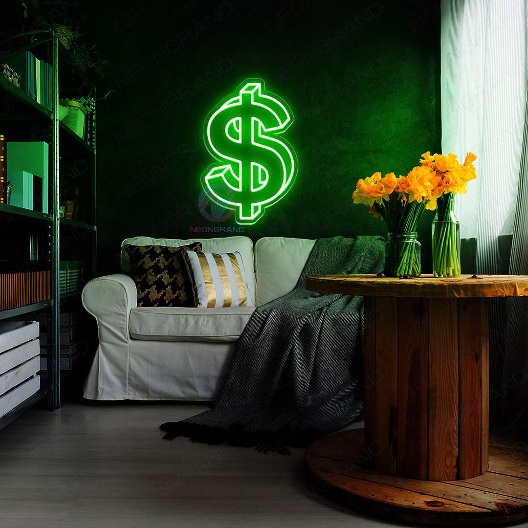 Large store Green Money $ Sign LED Light Sign Decoration