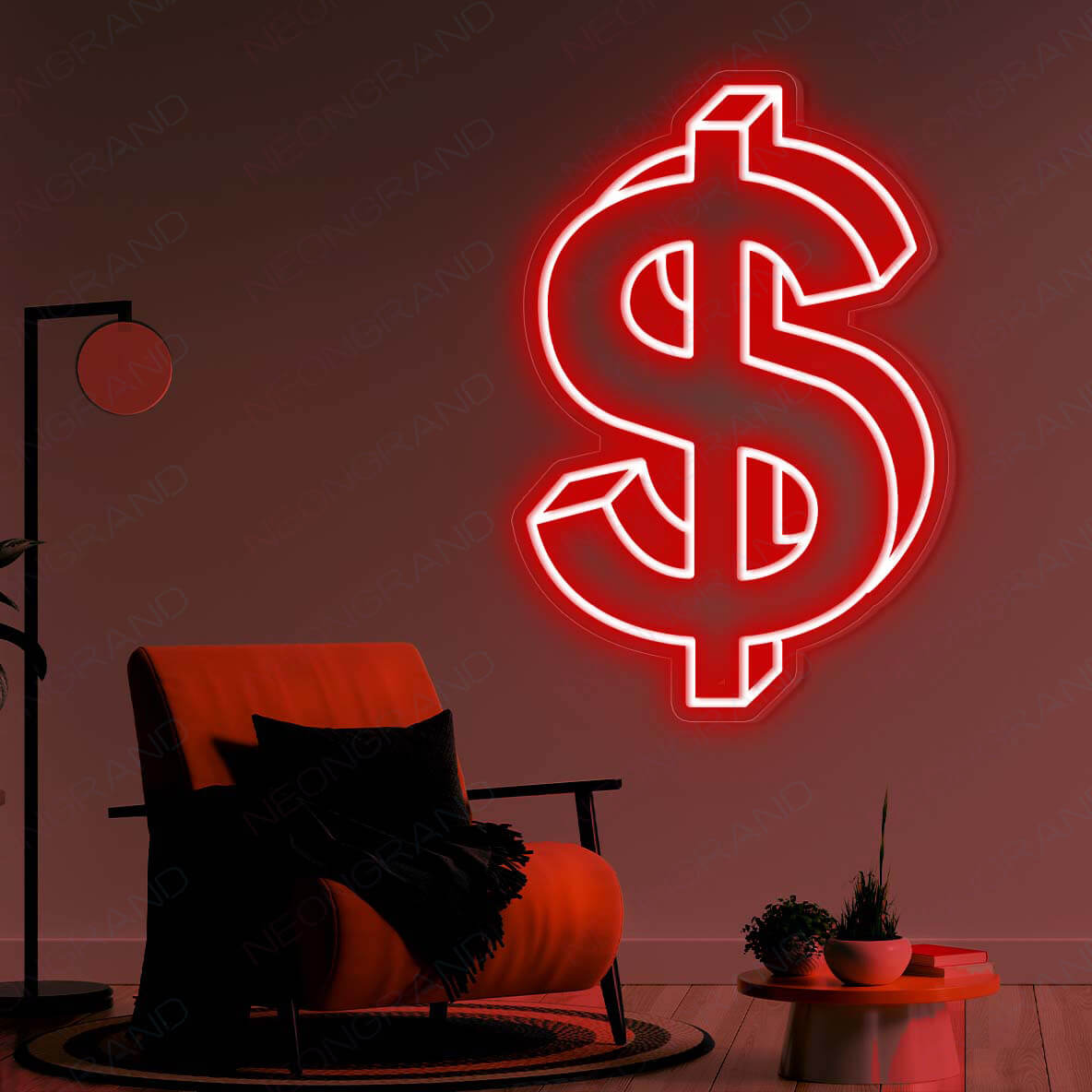 Neon Dollar Sign Led Light, Money Neon Signs red