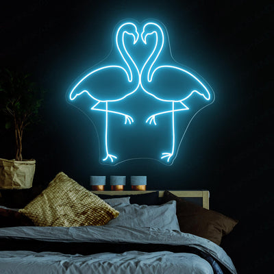 Neon Flamingo Sign Heart Love Led Light light blue wm