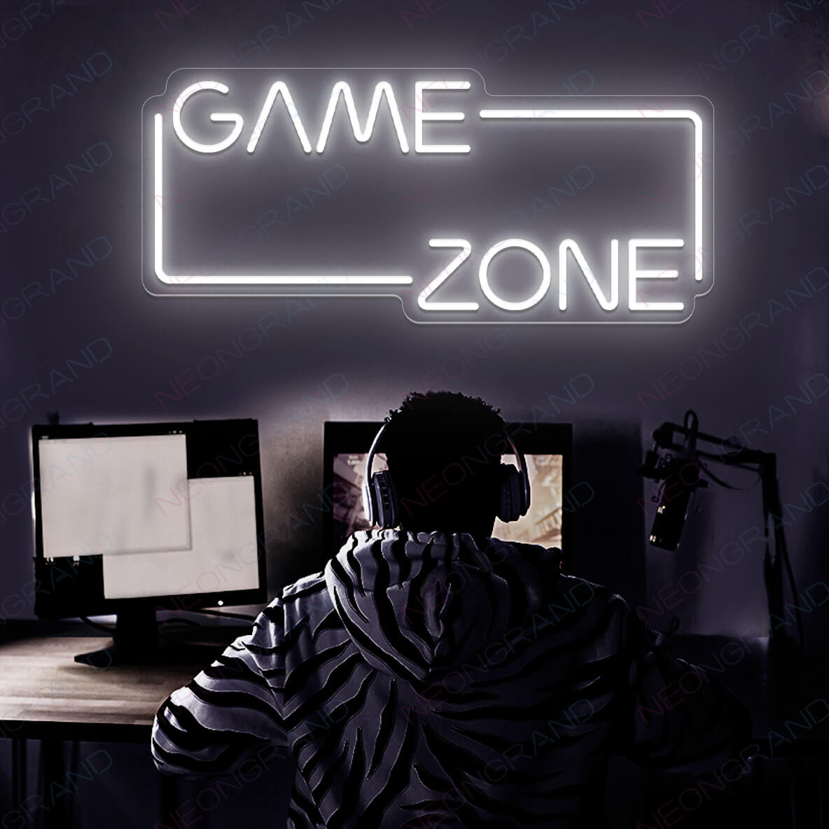 Neon Game Sign Game Zone Neon Sign Led Light white