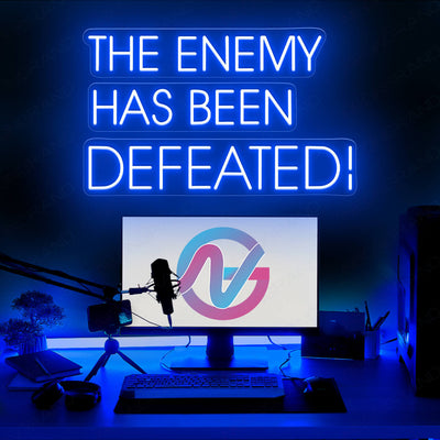 Neon Gamer Led Sign The Enemy Has Been Defeated Light blue2