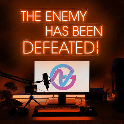 Neon Gamer Led Sign The Enemy Has Been Defeated Light orange