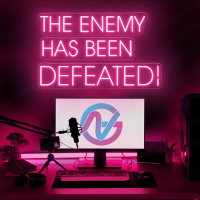 Neon Gamer Led Sign The Enemy Has Been Defeated Light pink