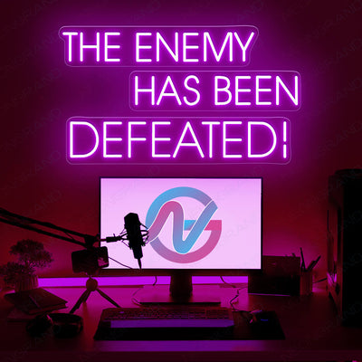 Neon Gamer Led Sign The Enemy Has Been Defeated Light purple 2