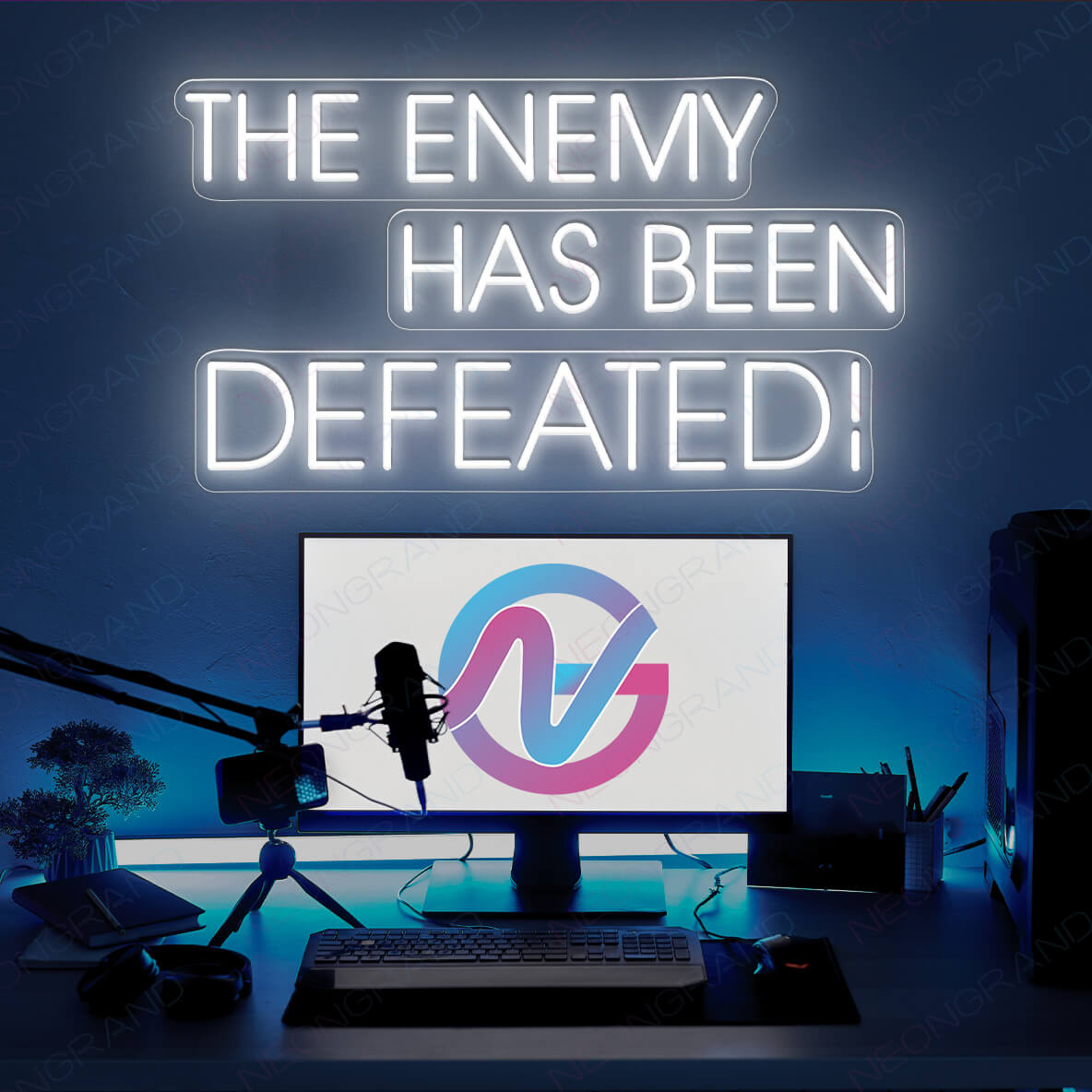 Neon Gamer Led Sign The Enemy Has Been Defeated Light white2