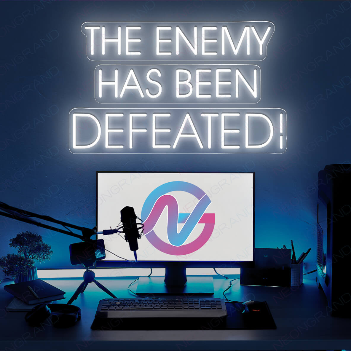 Neon Gamer Led Sign The Enemy Has Been Defeated Light white3