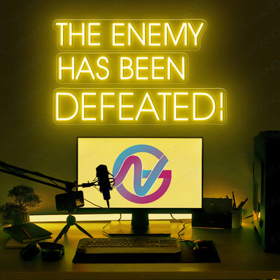 Neon Gamer Led Sign The Enemy Has Been Defeated Light yellow1