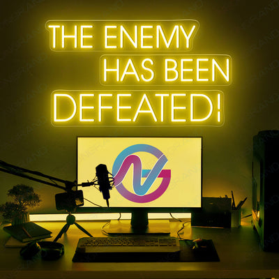 Neon Gamer Led Sign The Enemy Has Been Defeated Light yellow2