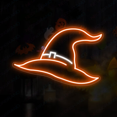 Neon Halloween Sign Magic Witch Hat Led Light orange