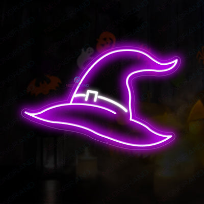 Neon Halloween Sign Magic Witch Hat Led Light purple