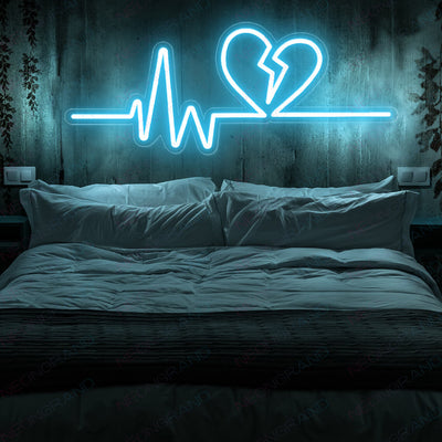 Neon Heart Sign Heart Beat Love Led Light light blue