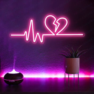 Neon Heart Sign Heart Beat Love Led Light pink