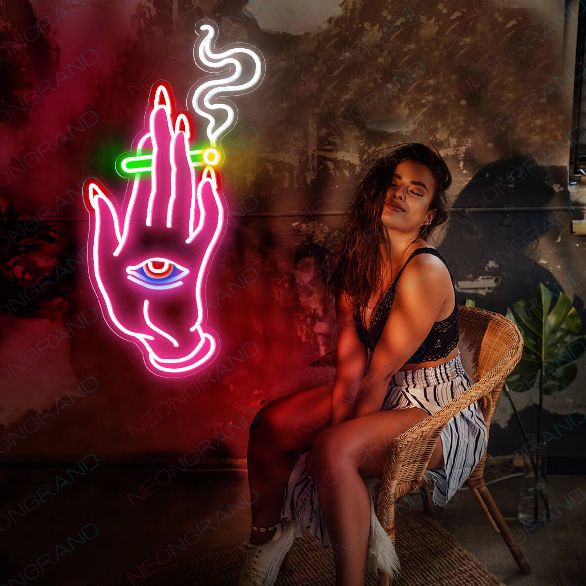Neon Joint Sign Tripping Smoking Hand Weed Led Light 1