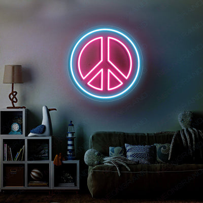 Neon Peace Sign Led Light, Lighted Up Peace Neon Signs pink
