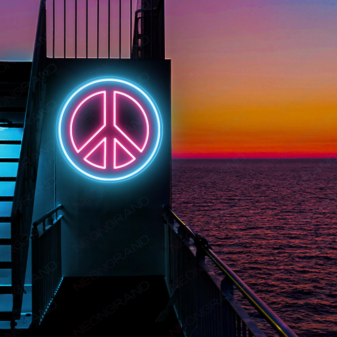 Neon Peace Sign Led Light, Lighted Up Peace Neon Signs wm2