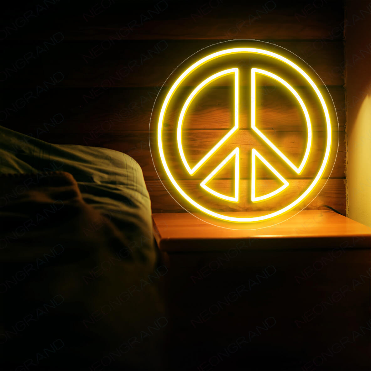 Neon Peace Sign Led Light, Lighted Up Peace Neon Signs yellow
