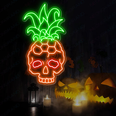 Neon Pineapple Light Skull Led Sign orange