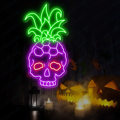 Neon Pineapple Light Skull Led Sign purple
