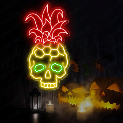 Neon Pineapple Light Skull Led Sign red