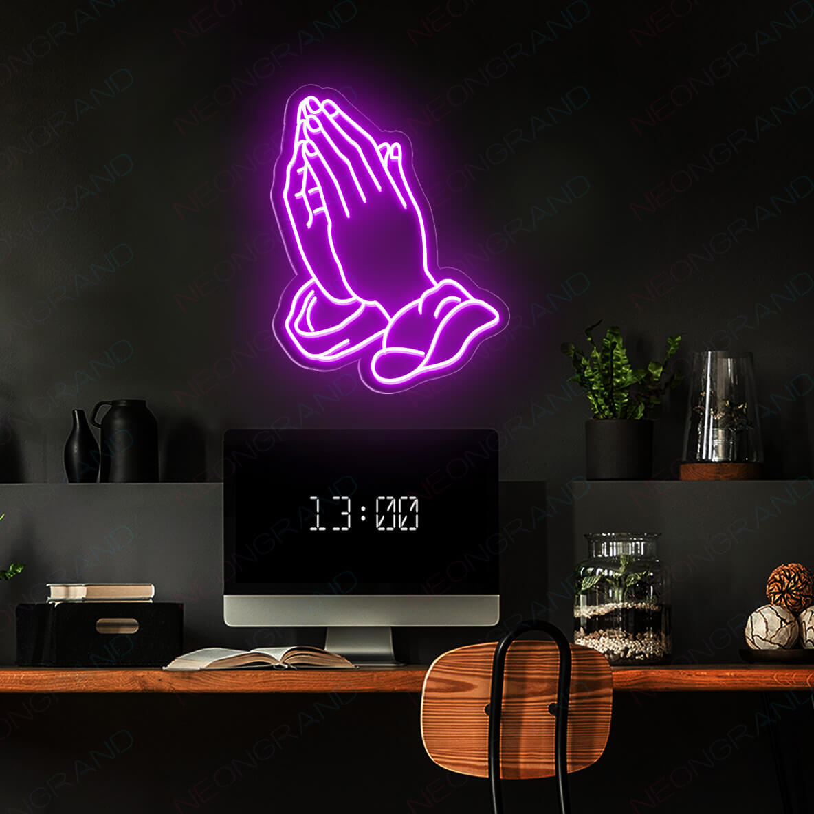 Neon Praying Hands Sign Led Light mk Purple
