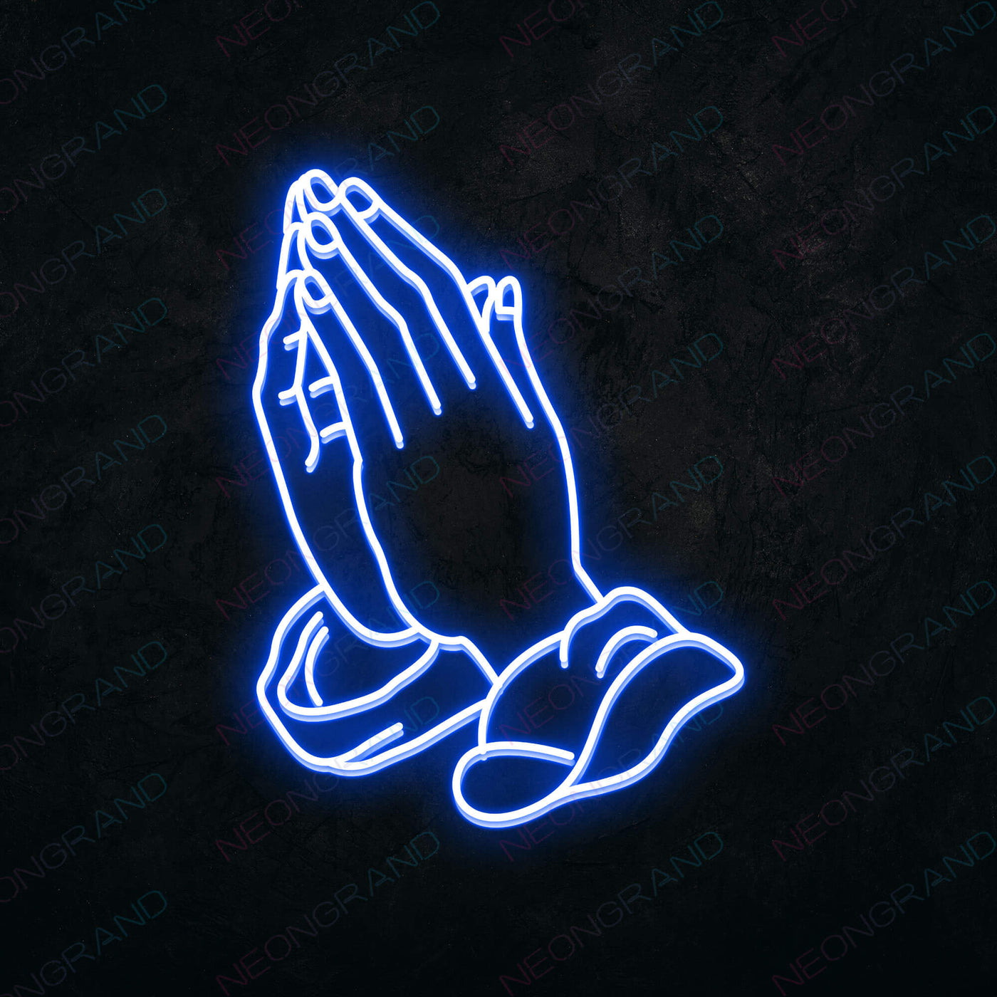 Neon Praying Hands Sign Led Light blue