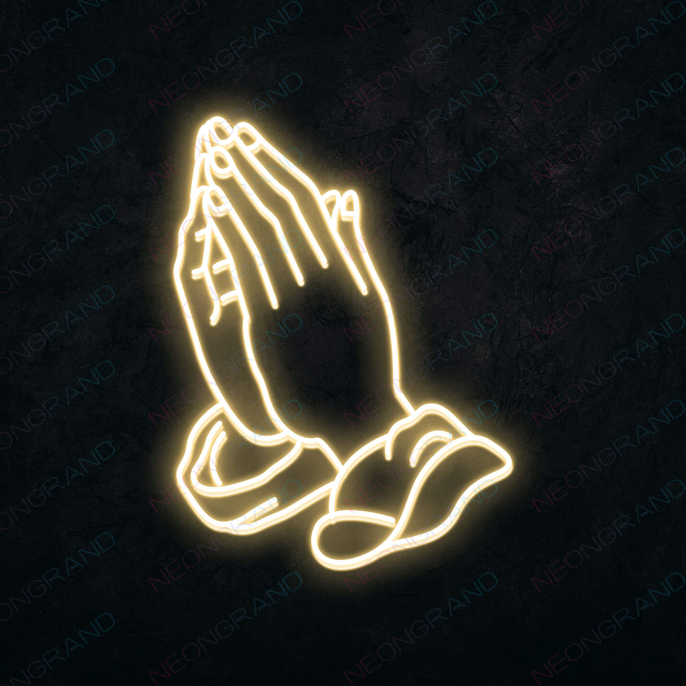 Neon Praying Hands Sign Led Light gold yellow