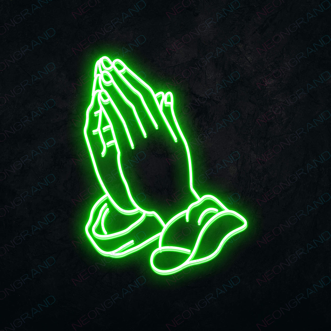 Neon Praying Hands Sign Led Light green