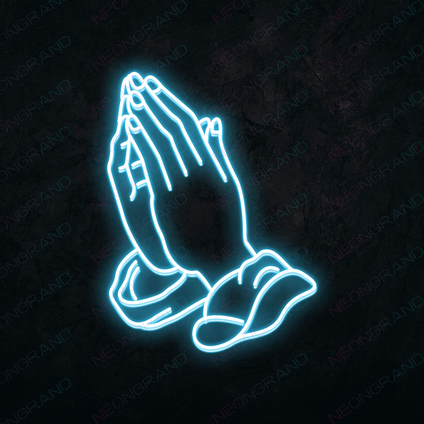 Neon Praying Hands Sign Led Light light blue