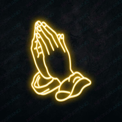 Neon Praying Hands Sign Led Light orange yellow