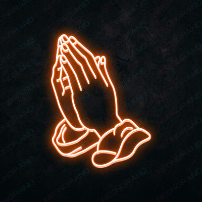 Neon Praying Hands Sign Led Light orange