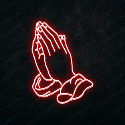Neon Praying Hands Sign Led Light red