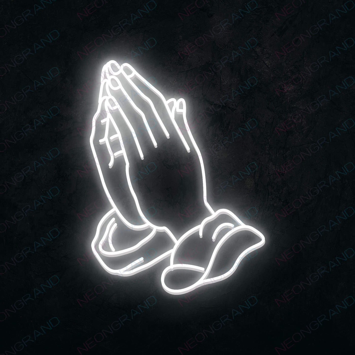 Neon Praying Hands Sign Led Light white