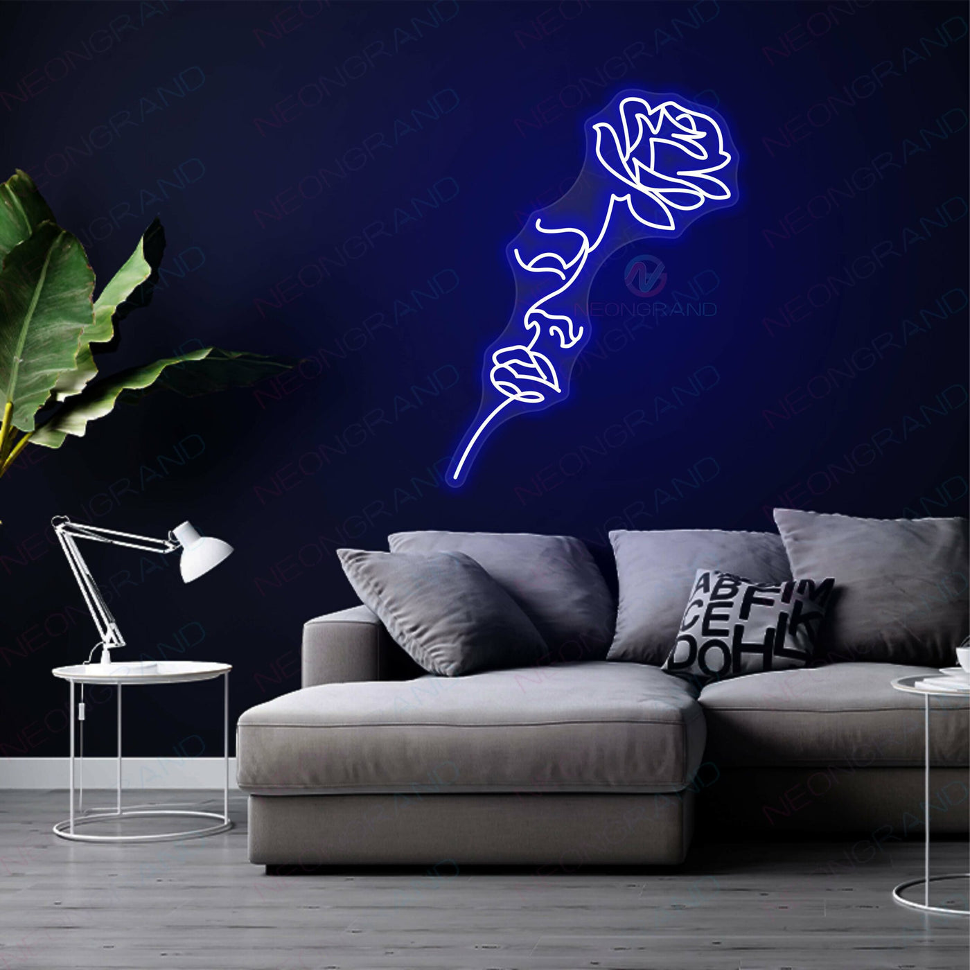 Neon Rose Light Sexy Woman Face Flower Led Sign BLUE