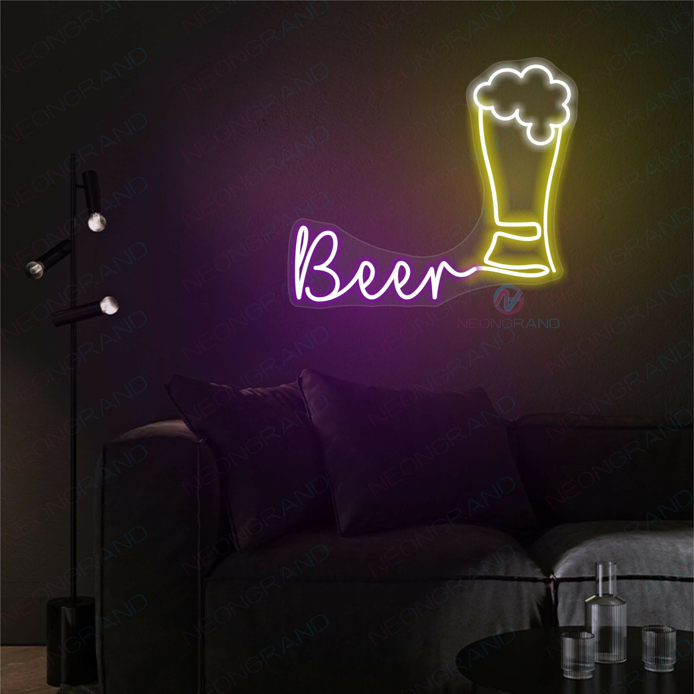 Neon Sign Beer Alcohol Drinking Led Light PURPLE