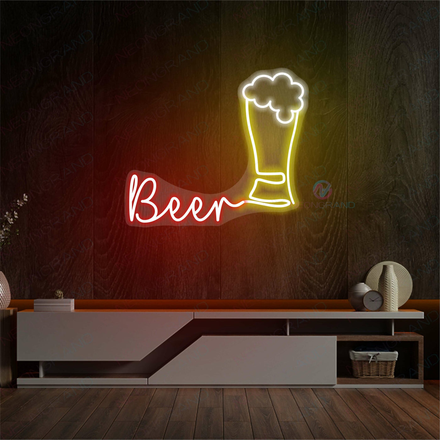 Neon Sign Beer Alcohol Drinking Led Light RED