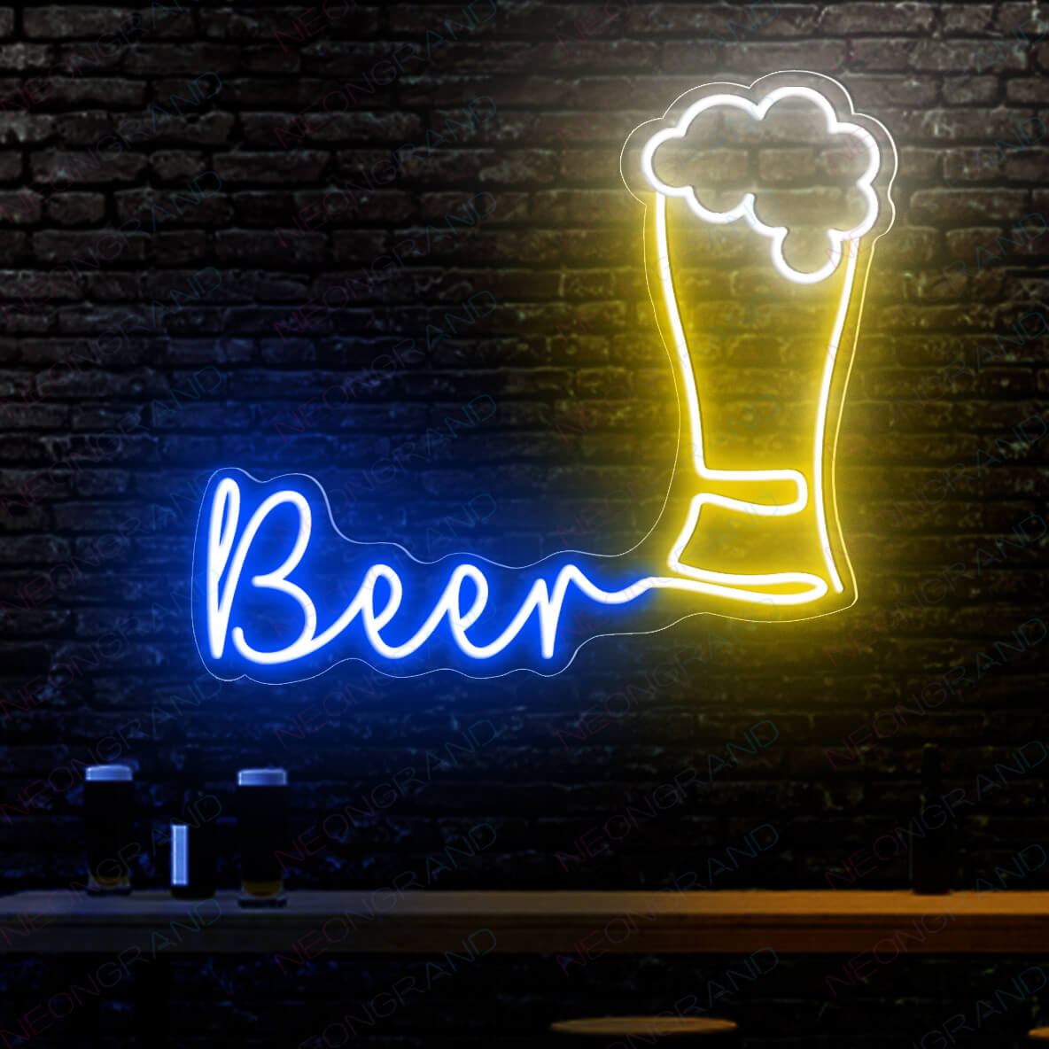 Neon Sign Beer Alcohol Drinking Led Light blue wm
