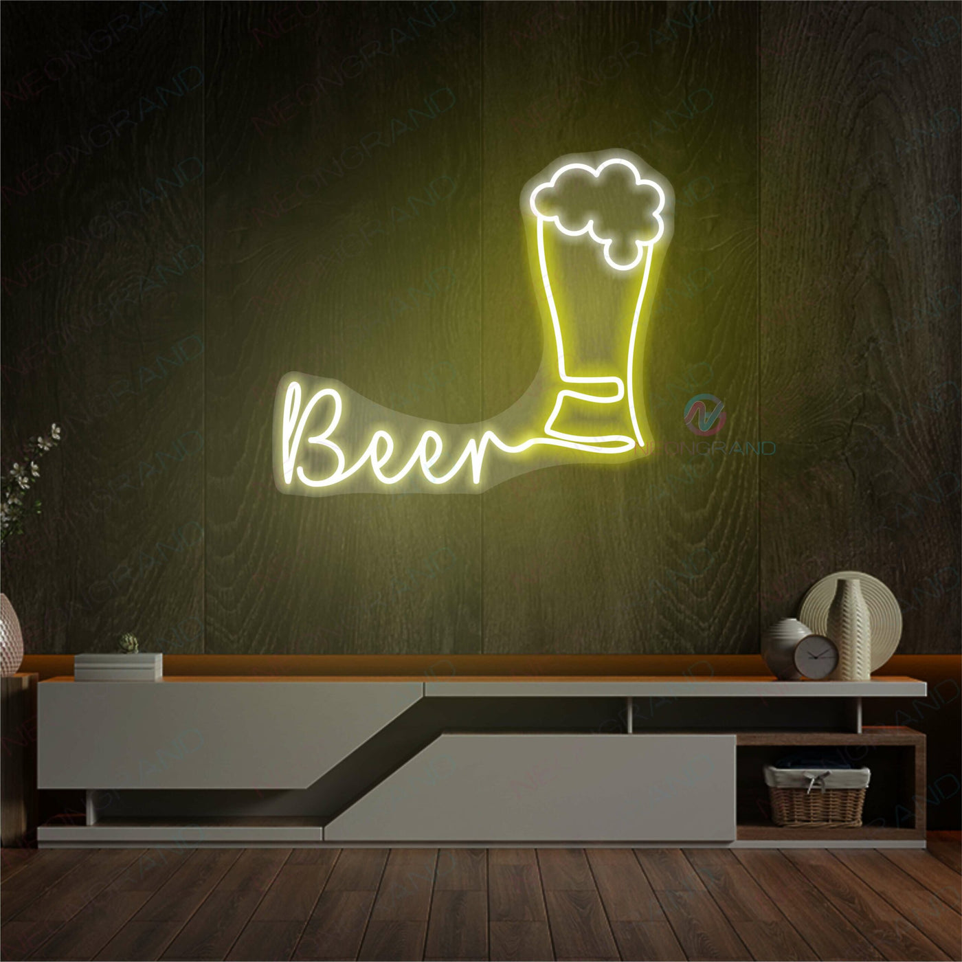 Neon Sign Beer Alcohol Drinking Led Light gold yellow