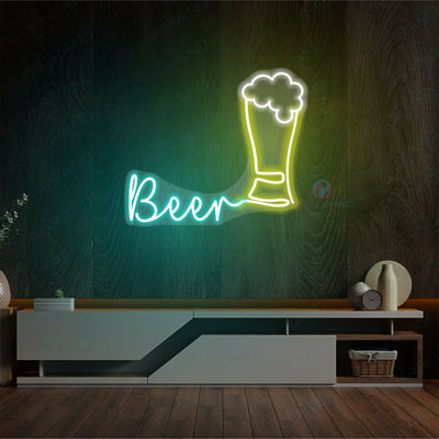 Neon Sign Beer Alcohol Drinking Led Light light blue