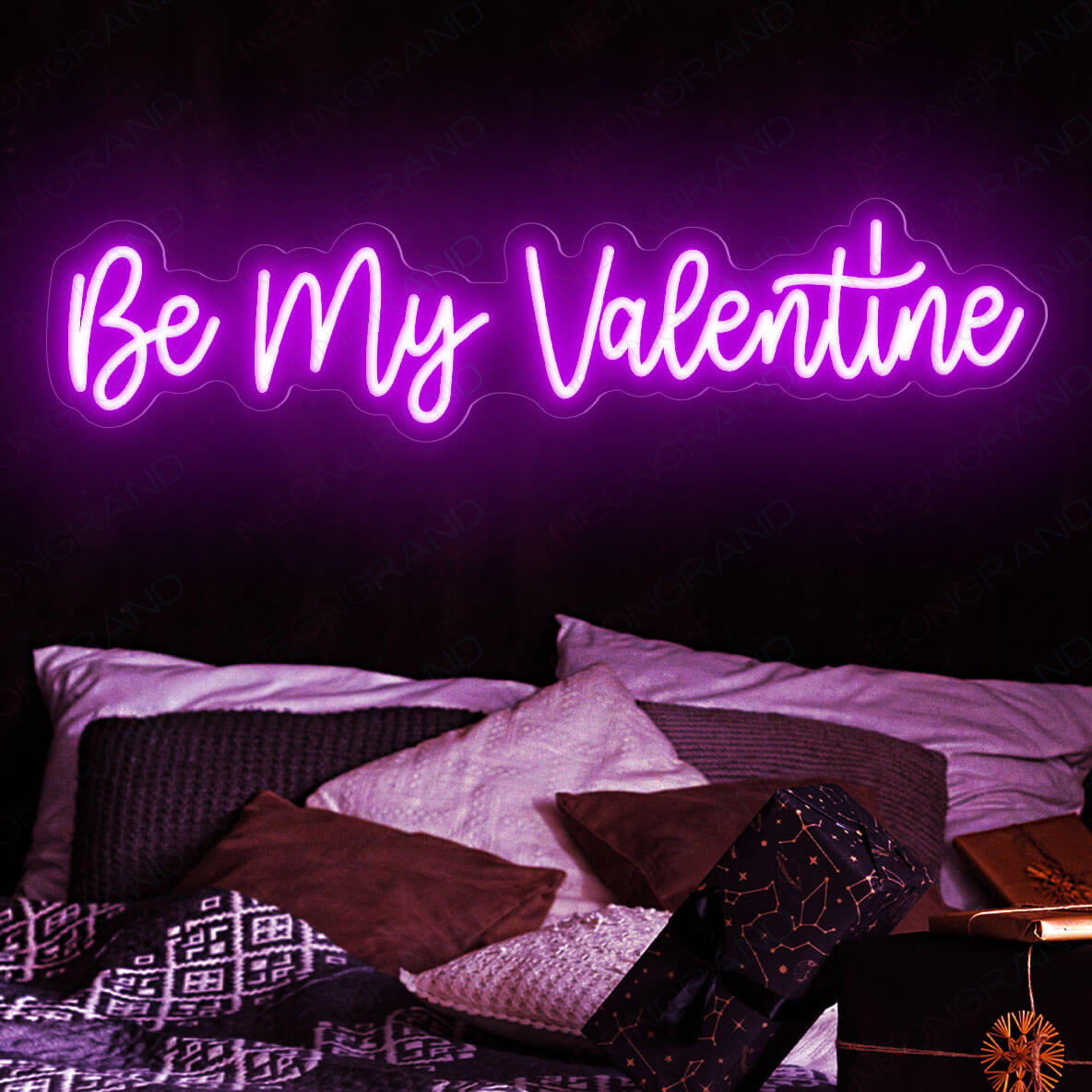 Neon Valentine Sign Be My Valentine Neon Sign Love Led Light purple