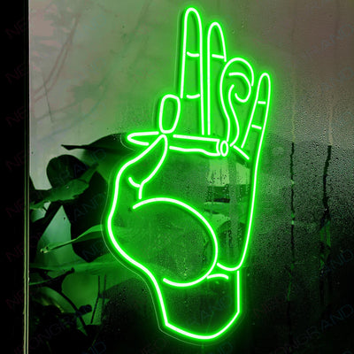 Neon Weed Sign Smoking Hand Stoner Led Light green
