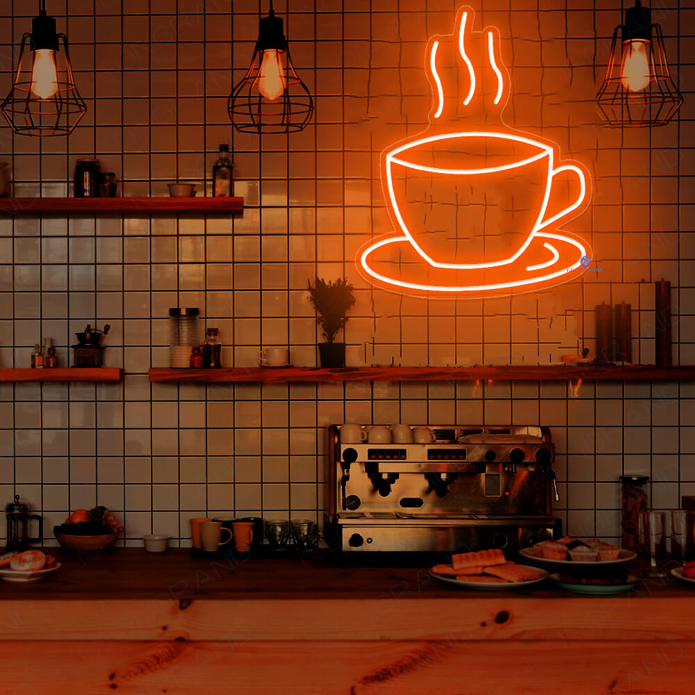 Neon Coffee Sign Cafe Led Light dark orange