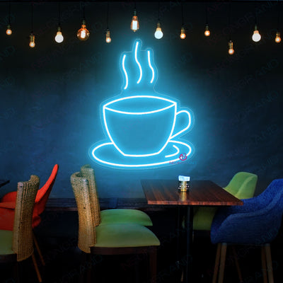 Neon Coffee Sign Cafe Led Light sky blue