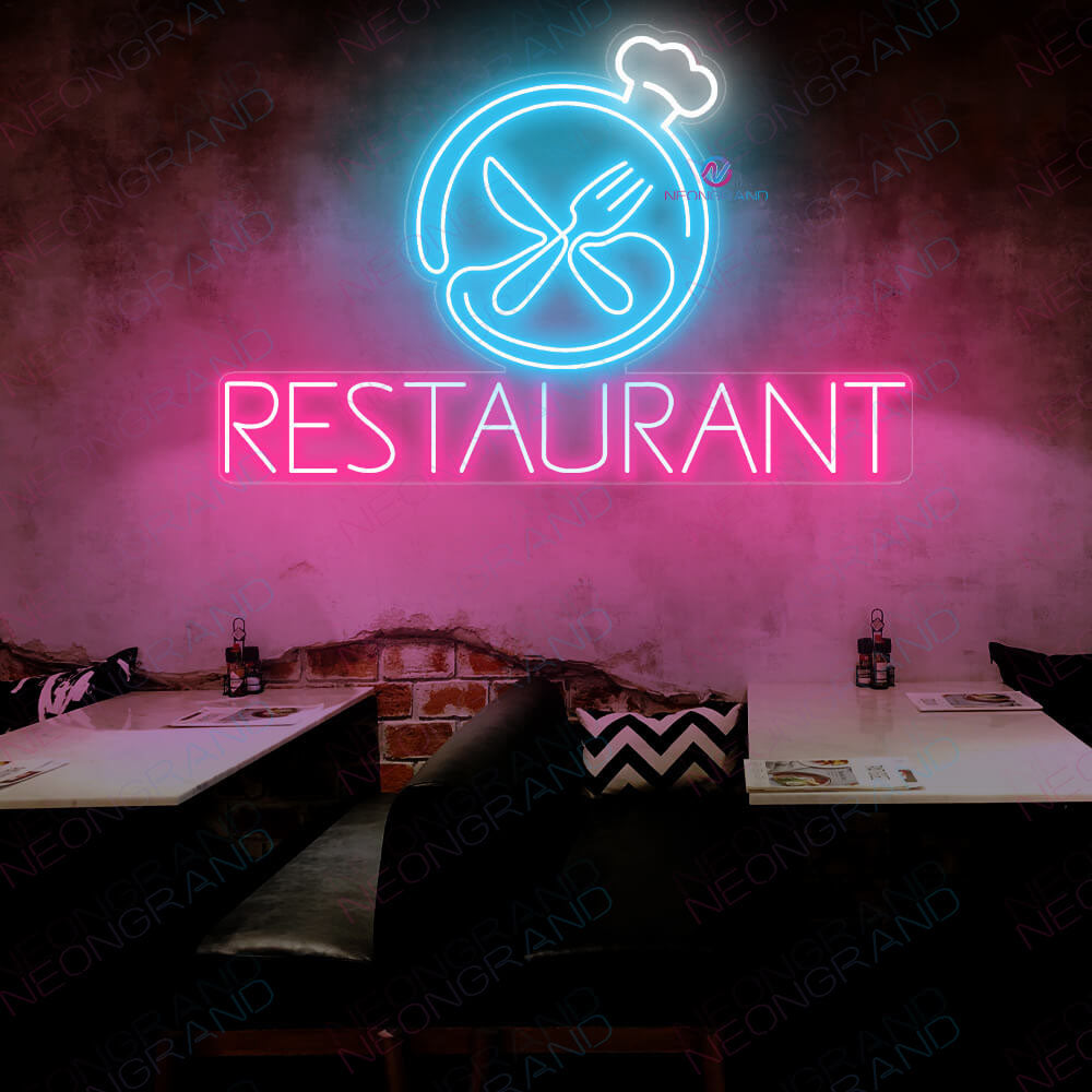 Neon Restaurant Signs Business Led Light sky blue