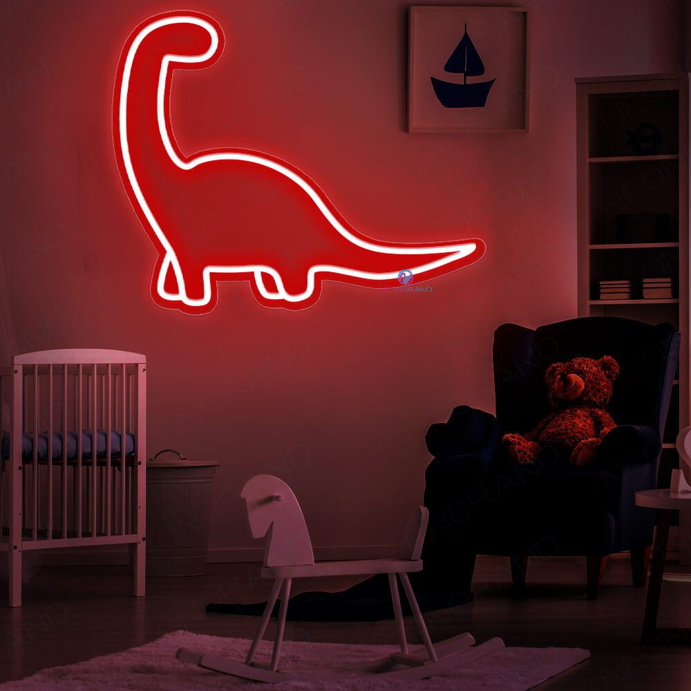 Neon Sign Dinosaur Cute Dino Led Night Light red