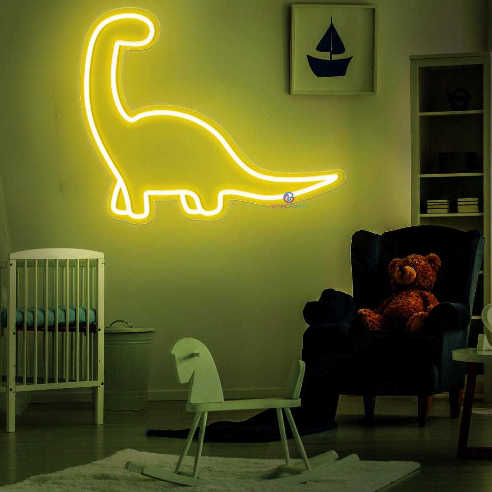 Neon Sign Dinosaur Cute Dino Led Night Light yellow