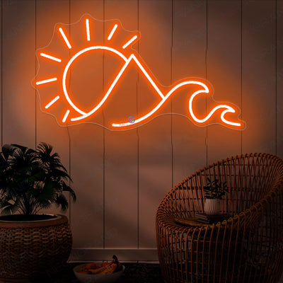Neon Sign Mountains Sun Wave Led Light Aesthetic Neon Signs