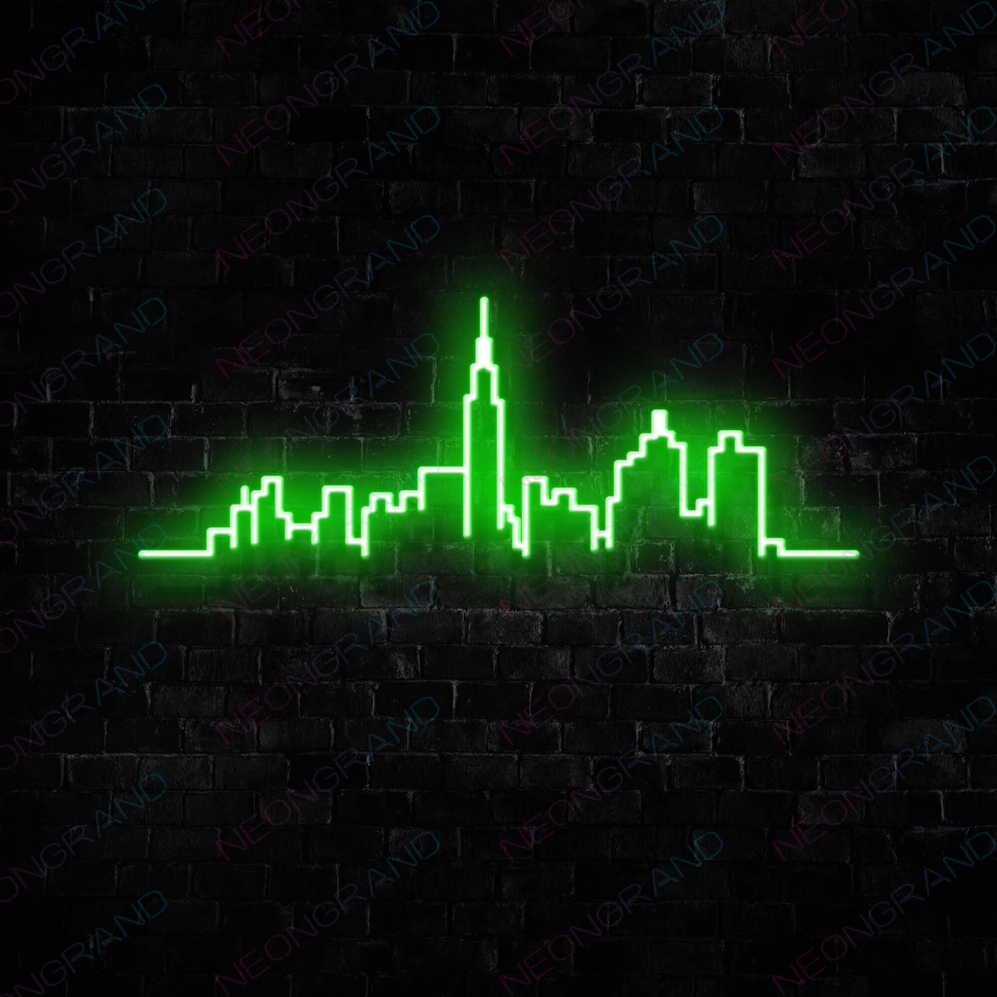 New York City Neon Sign Skyline NYC Led Light green